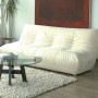 Togo Sofa as Your Choice to Have a Comfort Life: Awesome White Bright Color Togo Sofa Round Glasses Coffee Table