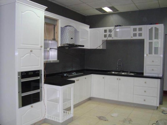 Baked Lacquered Kitchen Cabinets White Kitchen Cupboards Paint Black Countertop