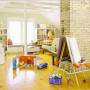 Kids Playroom Ideas Use Various Concepts: Classic Kids Playroom Ideas Brick Fireplace Wooden Floor