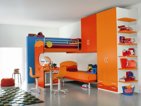 Contamporary Kids Room With Colorful Modern Kids Furniture