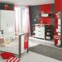 Baby Furniture Sets in Various Form: Cool Grey Red Nursery Interior Colored Modern Baby Furniture Sets