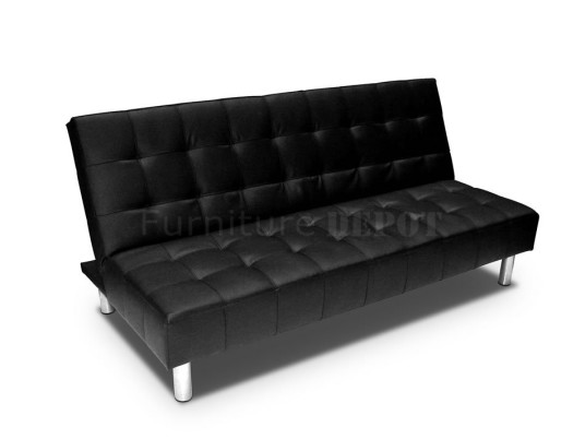 Extravagant Modern Balck Color Leather Sleeper Sofas Metal Frame