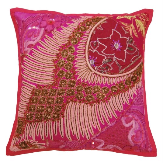 Extravagant Pink Sofa Pillows Artistic Floral Decoration Style