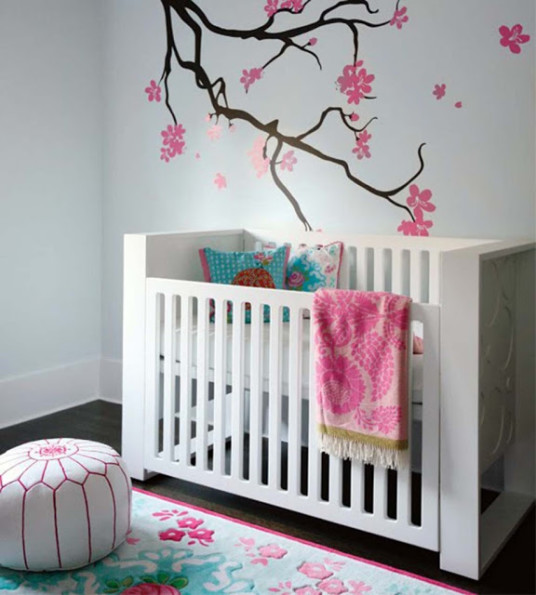 Fancy Baby Room Ideas White Cradles Tree Wall Decal
