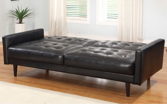 Great Modern Black Color Artistic Leather Sleeper Sofas Design
