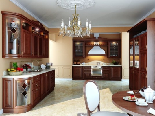 Luxury Kitchen Brown Kitchen Cupboards Ideas Crystal Chandelier