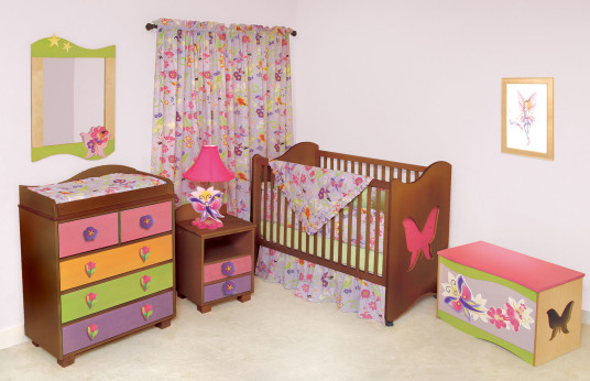 Minimalist Magic Garden Baby Furniture Sets Floral Curtain And Bedspread