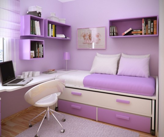 Minimalist Purple Girls Bedroom Furniture Small Learning Desk