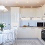 Kitchen Cupboards Ideas for Your Home: Pure White Kitchen Interior Glossy Kitchen Cupboards Ideas Round Pendant Light