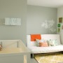 Baby Room Ideas for Your Beloved Children: Sleek Modern Baby Room Ideas White Sofa Grey Painted Wall