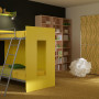 Modern Kids Furniture To Get Kids Attention: Sleek Modern Kids Furniture Yellow Loft Bed Wooden Bookcase