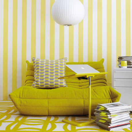 Stunning Modern Yellow Togo Sofa Round Artistic White Chandelier