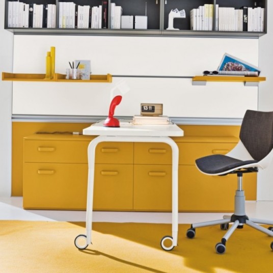 Yellow Grey Home Office Mobile Chair Modern Desks For Kids Design