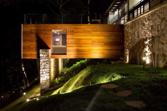 Forest House Design Night View