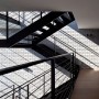 Swimming Pool Design on Fifth Floor in Tel Aviv: Industrial Black Metallic Stairs Installed