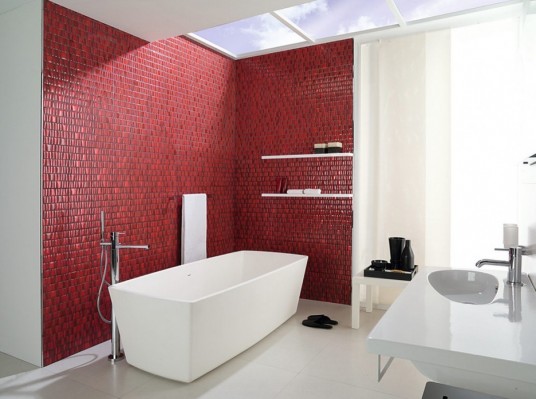Nice Decorating with White Accent Wall Color Bathroom
