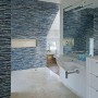 Glass Mosaic Walls Design for Your Home: Beautiful Wooden Furniture Bathroom Glass Mosaic Walls