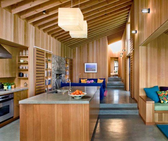 Modern Wooden Interior Beach Home Kitchen Design