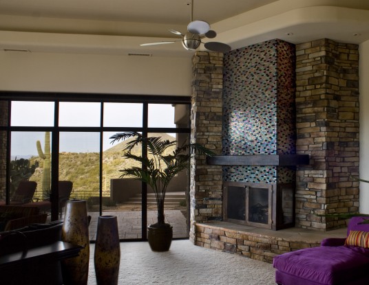 Mosaic Accent Fireplace Wall