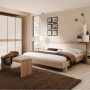 Bedroom Interior Design with Contemporary Bedroom Natural Colours: Neutral Colors Bedoom Design With Large Sleek Armoire And Brown Fur Rug