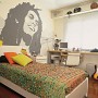Glass Mosaic Walls Design for Your Home: Wonderful Modern Style Music Theme Bob Marley Cool Bedroom Ideas For Guys With Mosaic Idea Of Walling Unit Design Idea