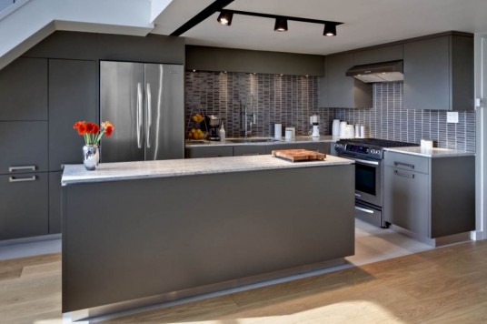 contemporary kitchen design in metallic color