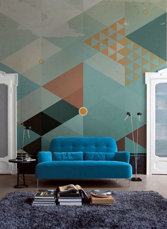 Blue Sofa in Geometrical Interior Design