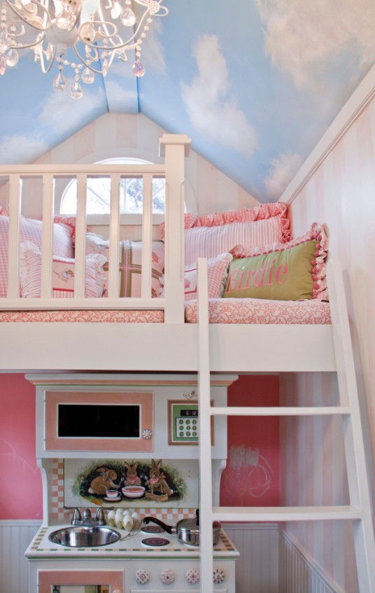 Children Bedroom Ideas with Sky Ceiling Wallpaper