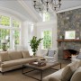 Classic Colonial House Design to get Natural and Relaxed Look: Colonial House Living Room With Stone