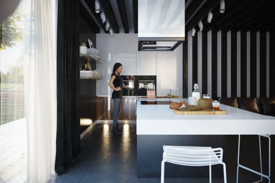 Contemporary Kitchen Interior with Horizontal lines