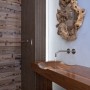 Rustic Style Addition Represented by Wall Mirror Combined with Stylish Wooden Sink Used for Imposing Bathroom