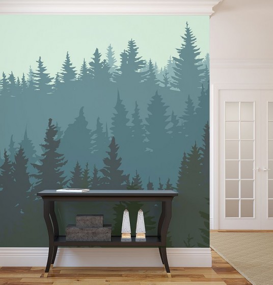 Forest Wall Mural Ideas For Living Room