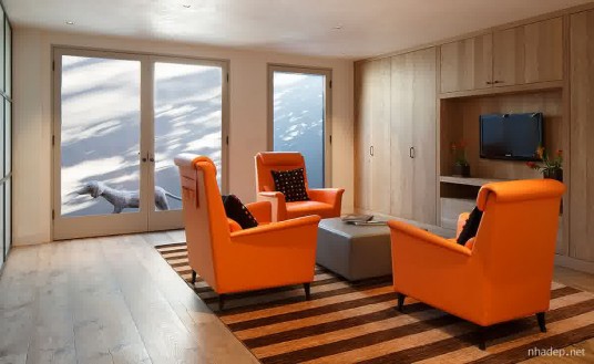 Modern Interior Design with Red Sofa