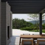 Asian Private Home Design with Relaxing Color Concept: Modern Outdoor Dining Table In Asian Private House