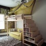 Creative Bookcase Ideas Presenting Answer for Small Rooms: Multilevel Bed Design With Bookcase In Staircase