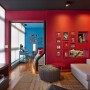 Exciting Colorful Apartment Decoration In Brazil: Red Bedroom Decoration Ideas With Modern Bed
