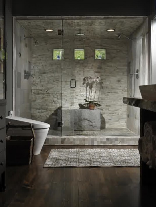 Romantic Bathroom with Double Shower