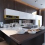Contemporary Kitchen Interior Design With Elegant Color Combination: Contemporary Kitchen Interior With Mix Of White  And Black Wooden