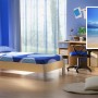 Bedroom Paint Ideas for Man: Natural Wooden Furniture Combination With Blue Color For Men Bedroom Look Cold