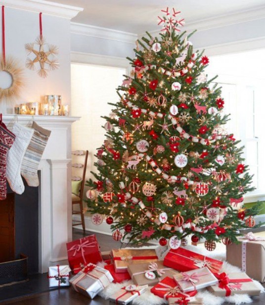 traditional christmas tree in home